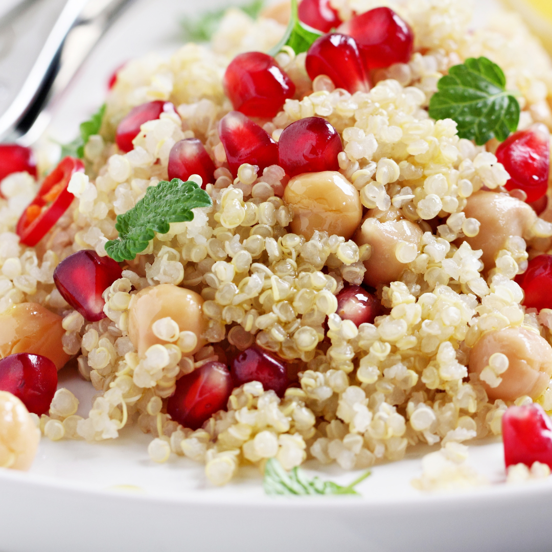 Salade de quinoa gourmande à l'Antésite Hibiscus Framboise Grenade